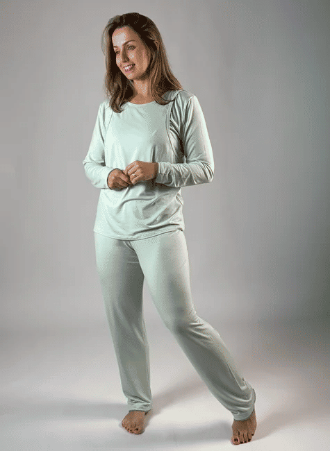 Pijama de amamentação manga longa - Verde água Pijama de amamentação manga longa - Verde água