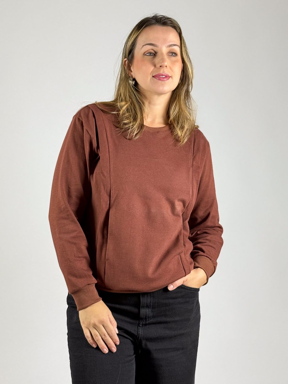 Blusa de amamentação Olívia - Marrom Blusa de amamentação Olívia - Marrom
