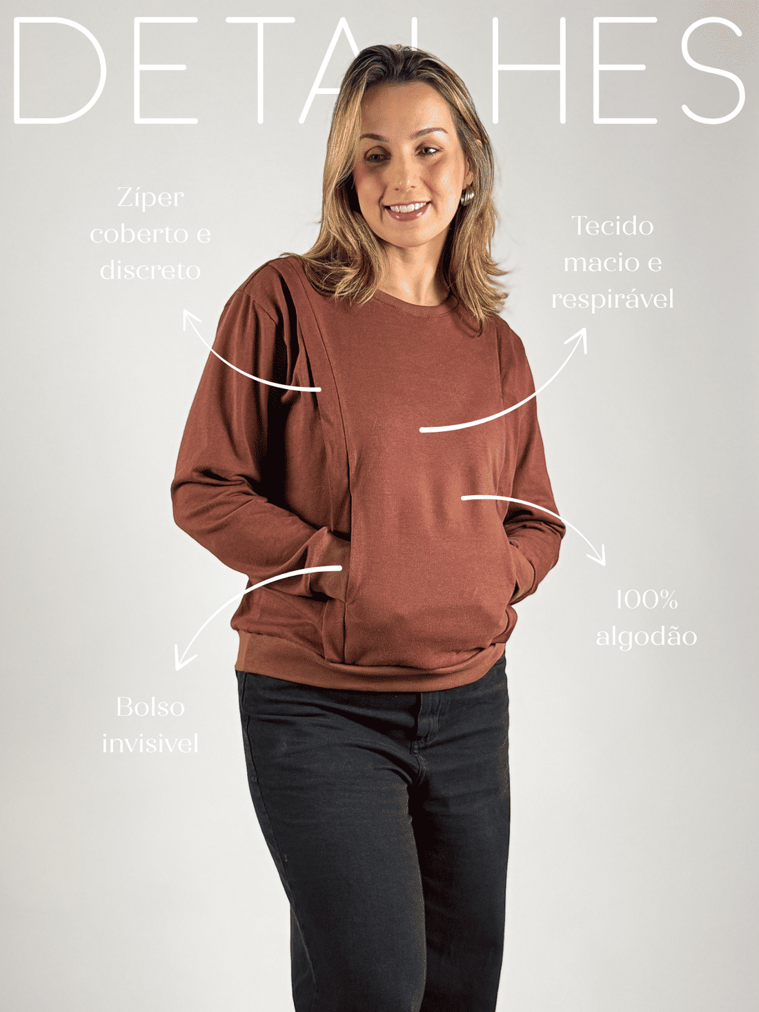 Blusa de amamentação Olívia - Marrom Blusa de amamentação Olívia - Marrom