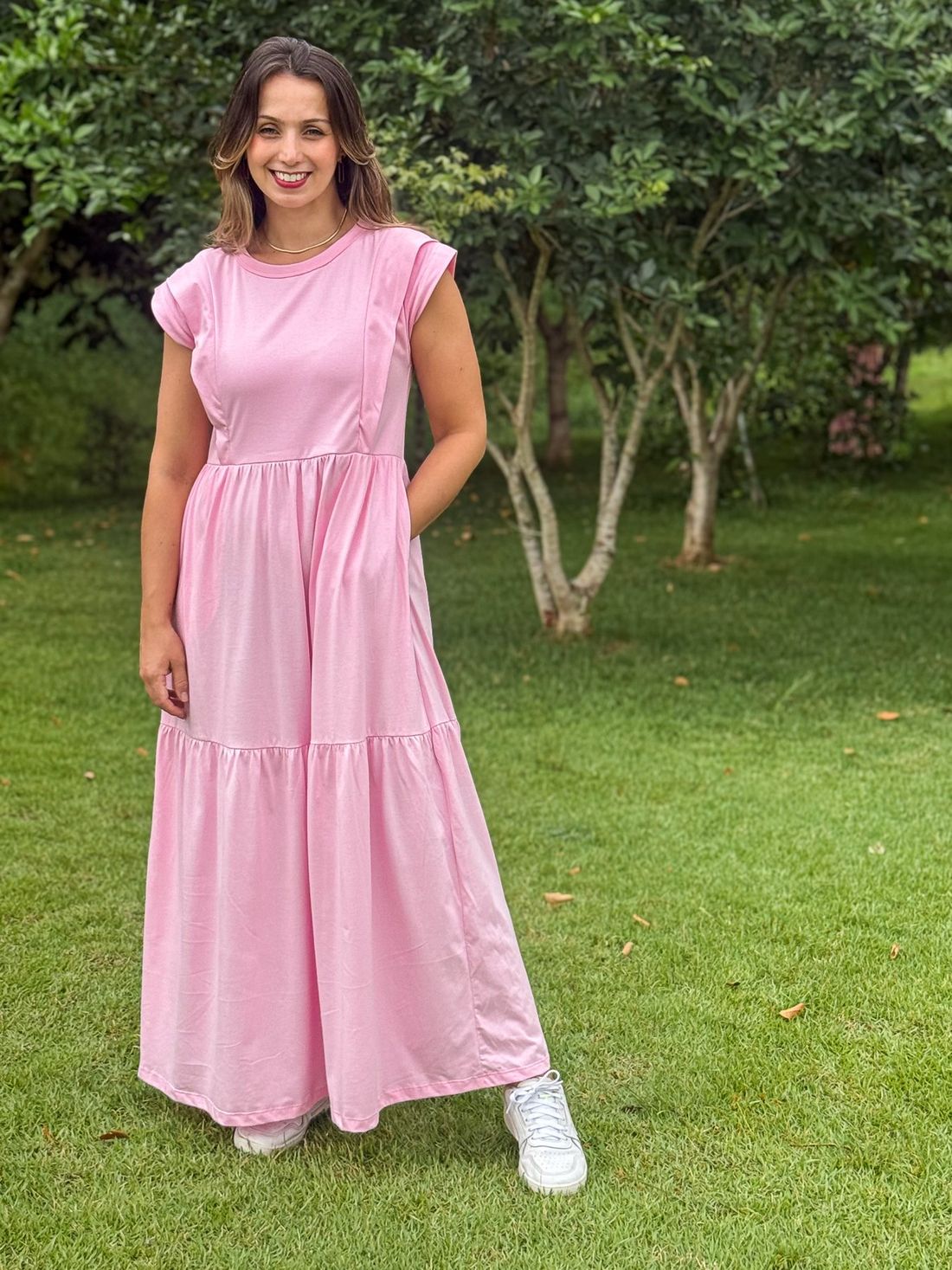 Vestido de amamentação Muscle tee - Rosa bebê Vestido de amamentação Muscle tee - Rosa bebê