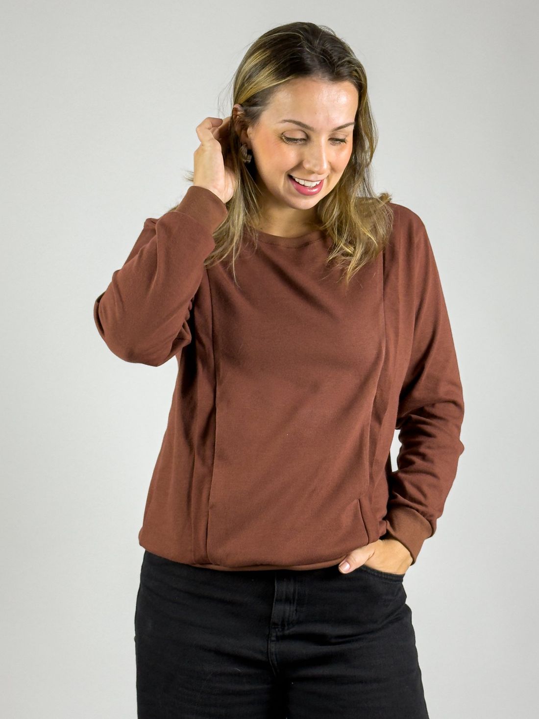 Blusa de amamentação Olívia - Marrom Blusa de amamentação Olívia - Marrom