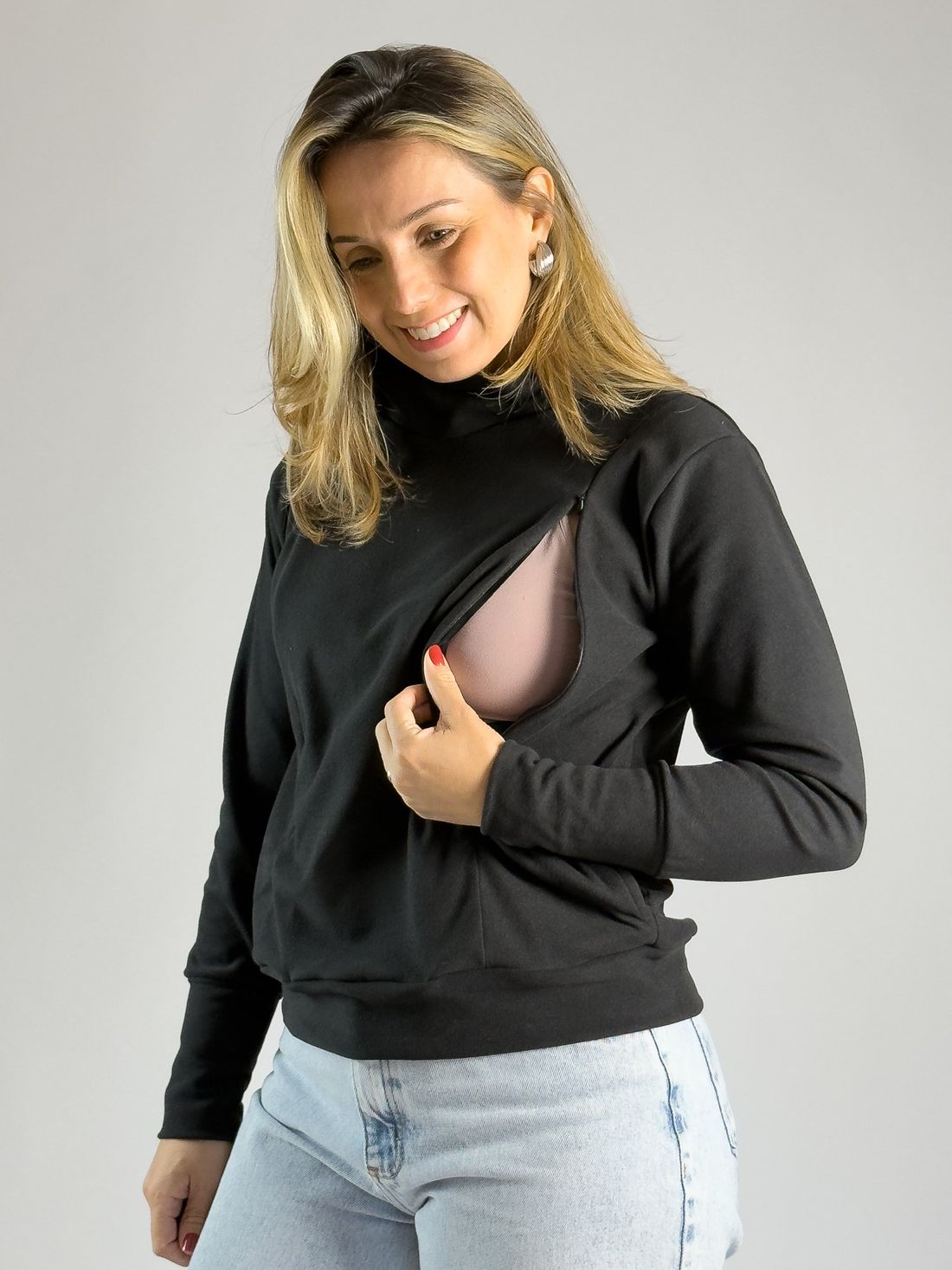 Blusa de amamentação Alice - Preta Blusa de amamentação Alice - Preta