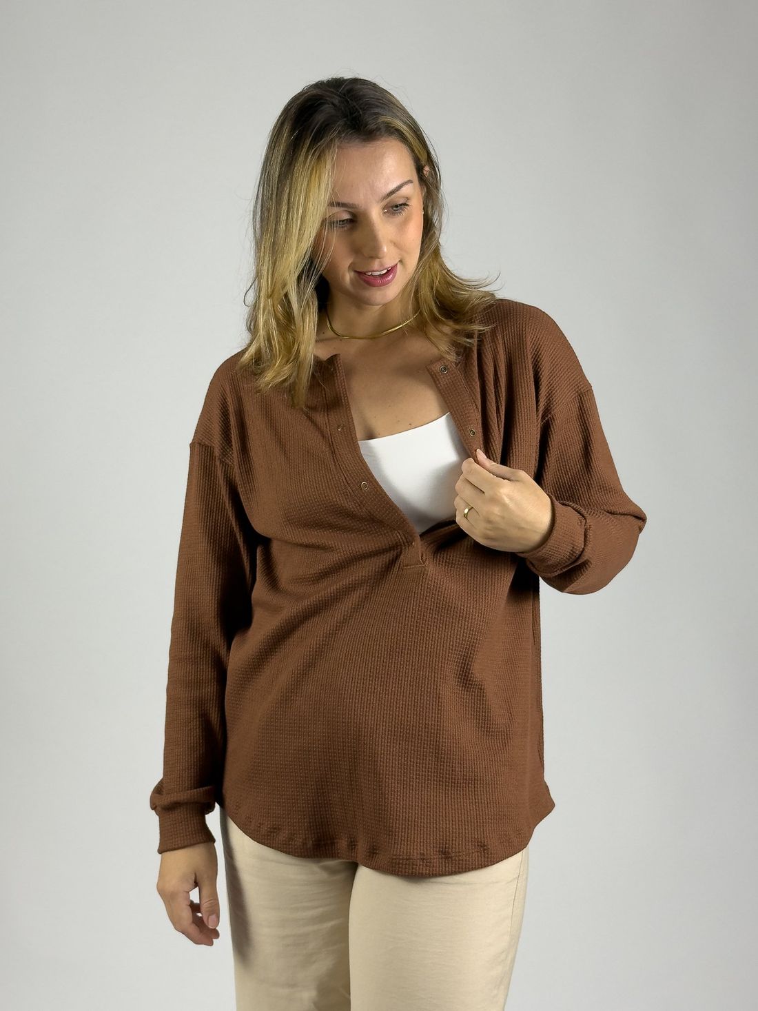 Blusa de amamentação Catarina - Marrom Blusa de amamentação Catarina - Marrom