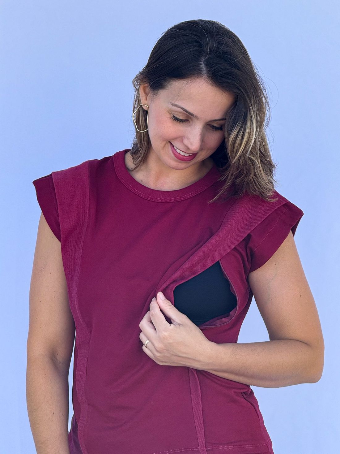 Conjunto amamentação muscle tee - Bordô Conjunto amamentação muscle tee - Bordô