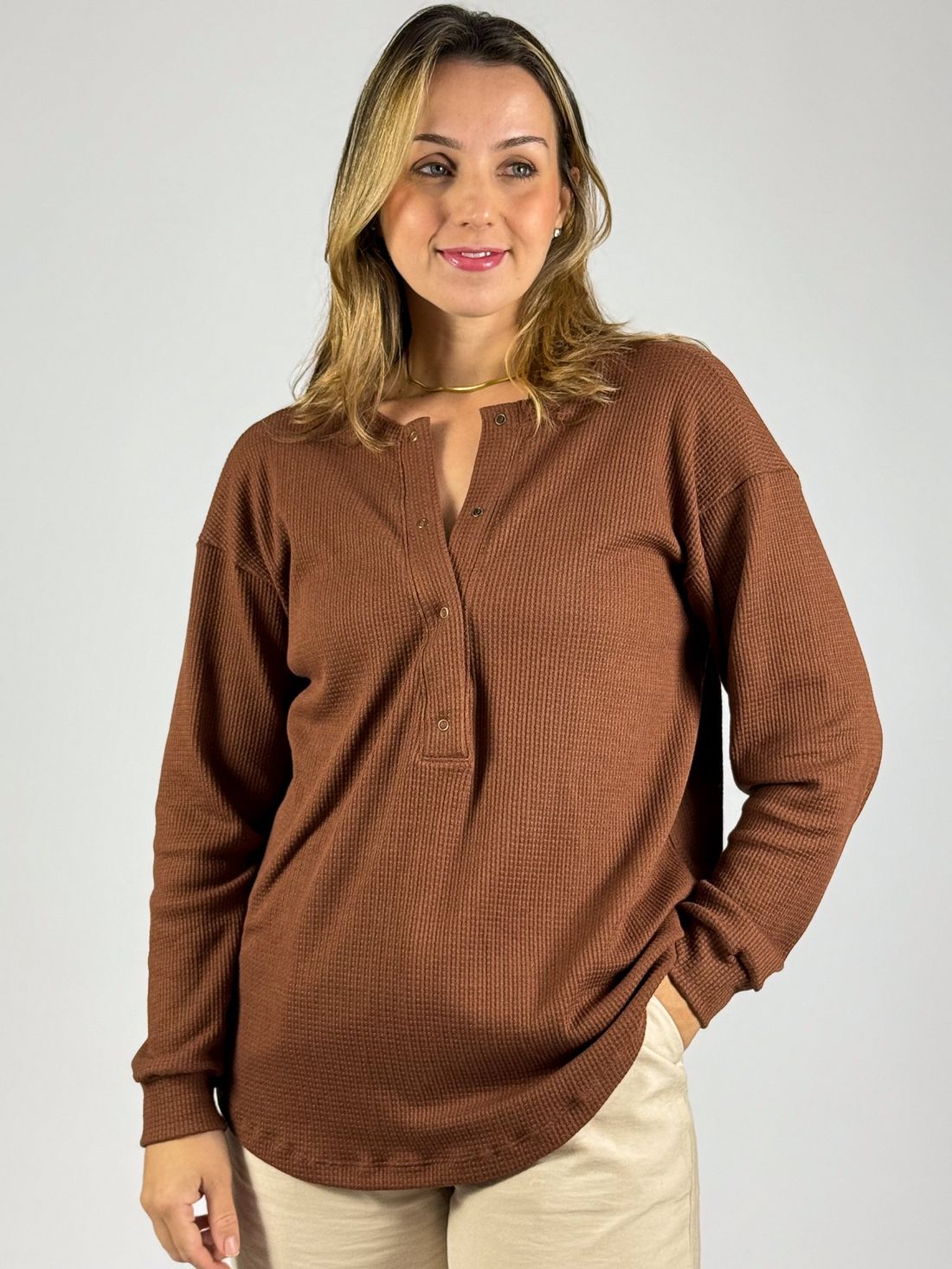 Blusa de amamentação Catarina - Marrom Blusa de amamentação Catarina - Marrom