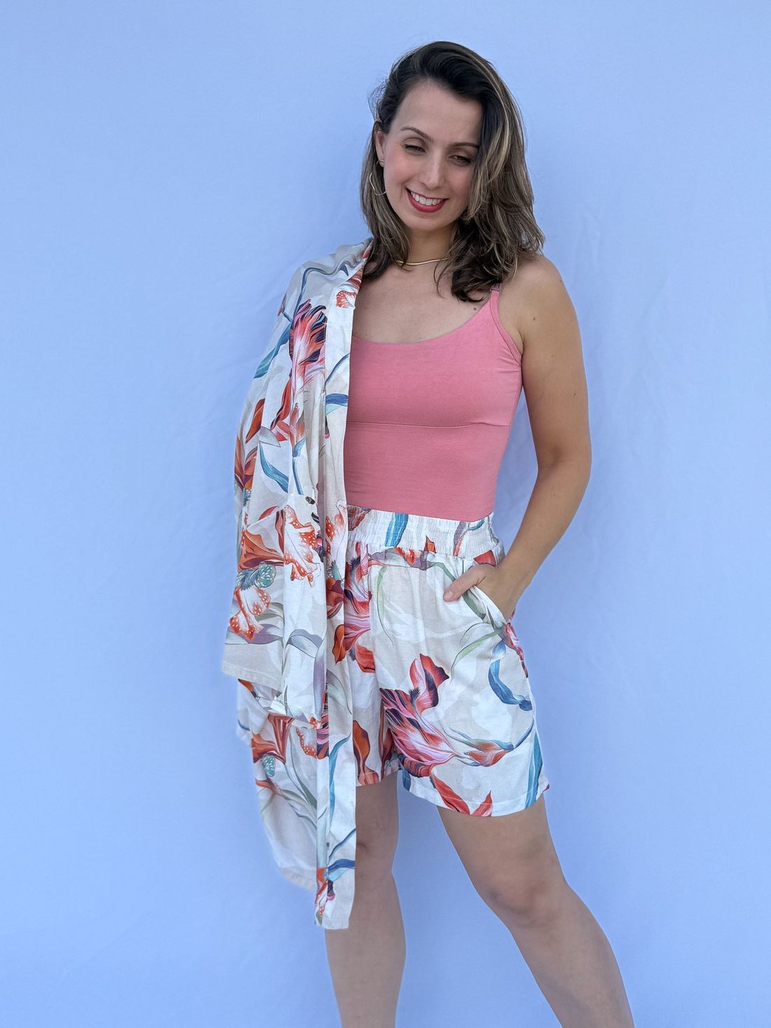 Conjunto - Kimono e short floral color Conjunto - Kimono e short floral color