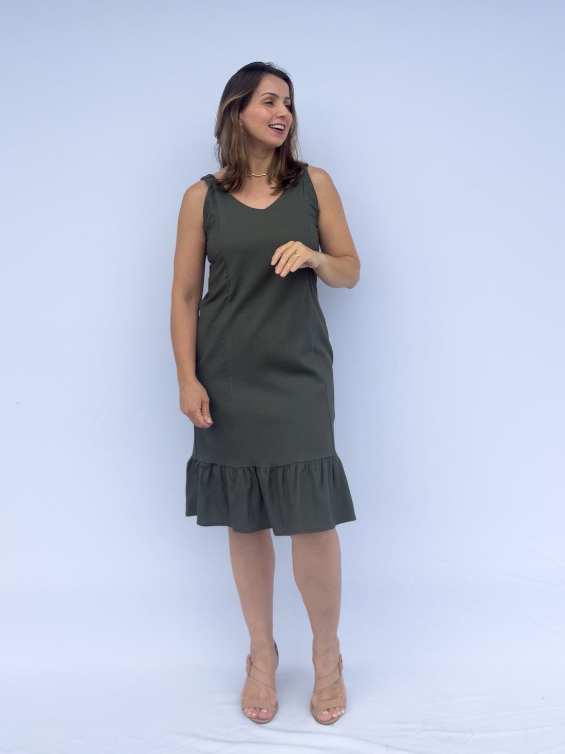 Vestido de amamentação Regata Viscolinho - Verde escuro Vestido de amamentação Regata Viscolinho - Verde escuro