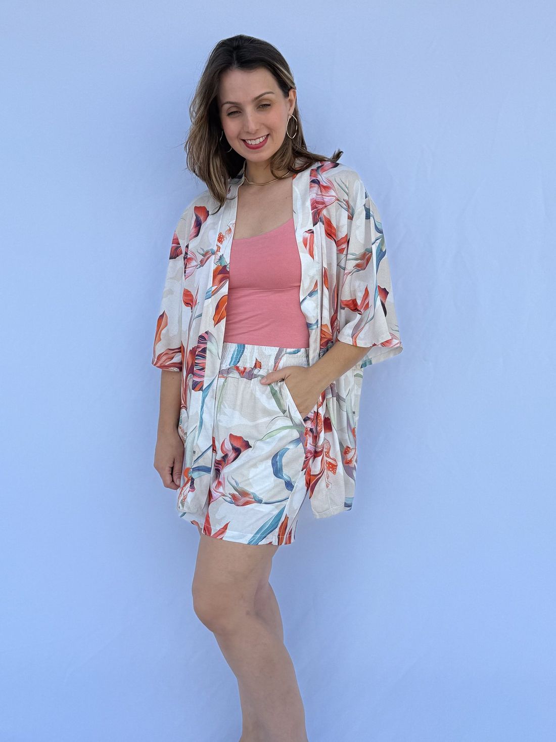 Conjunto - Kimono e short floral color Conjunto - Kimono e short floral color
