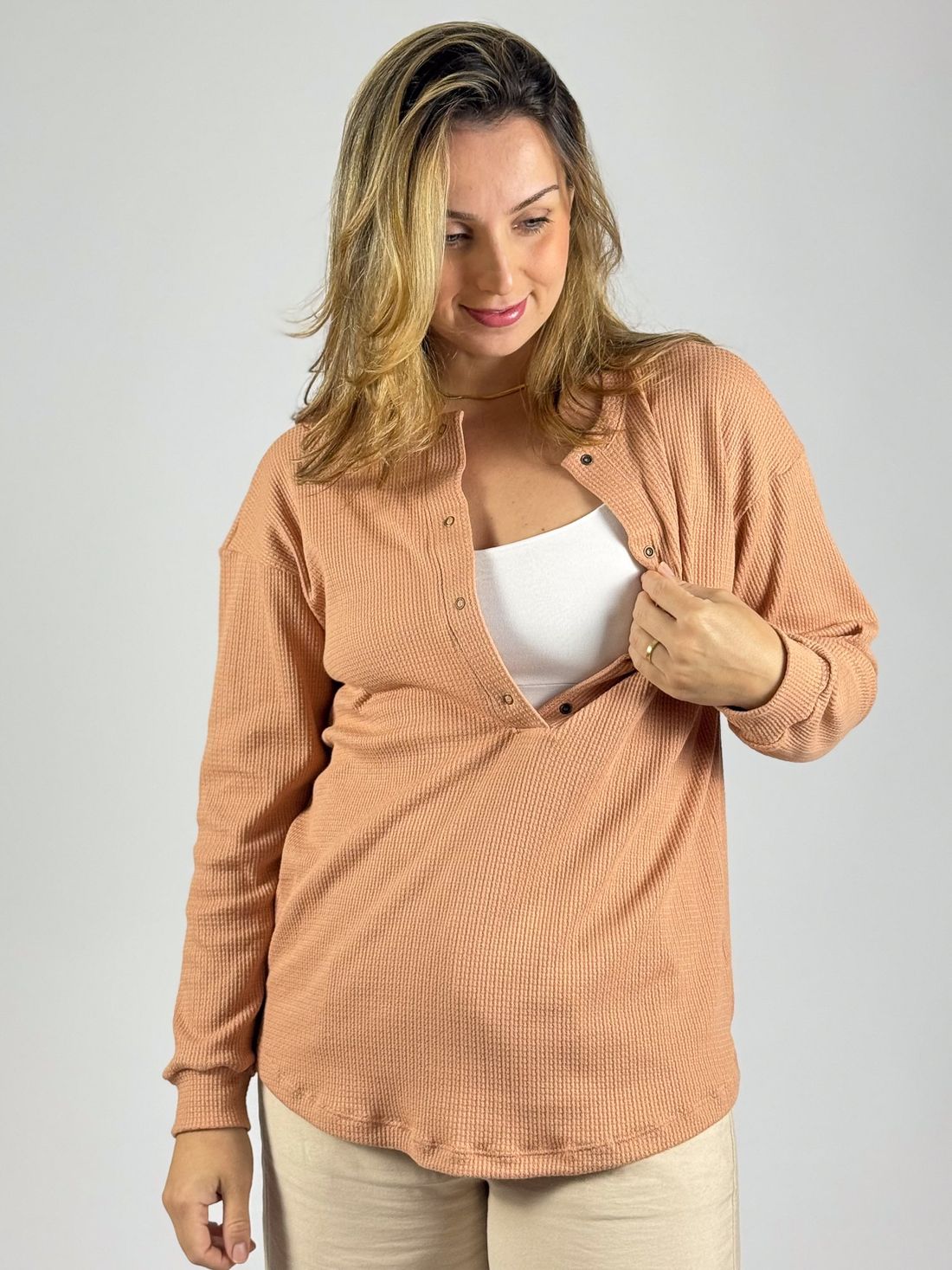 Blusa de amamentação Catarina - Rosa Pêssego Blusa de amamentação Catarina - Rosa Pêssego