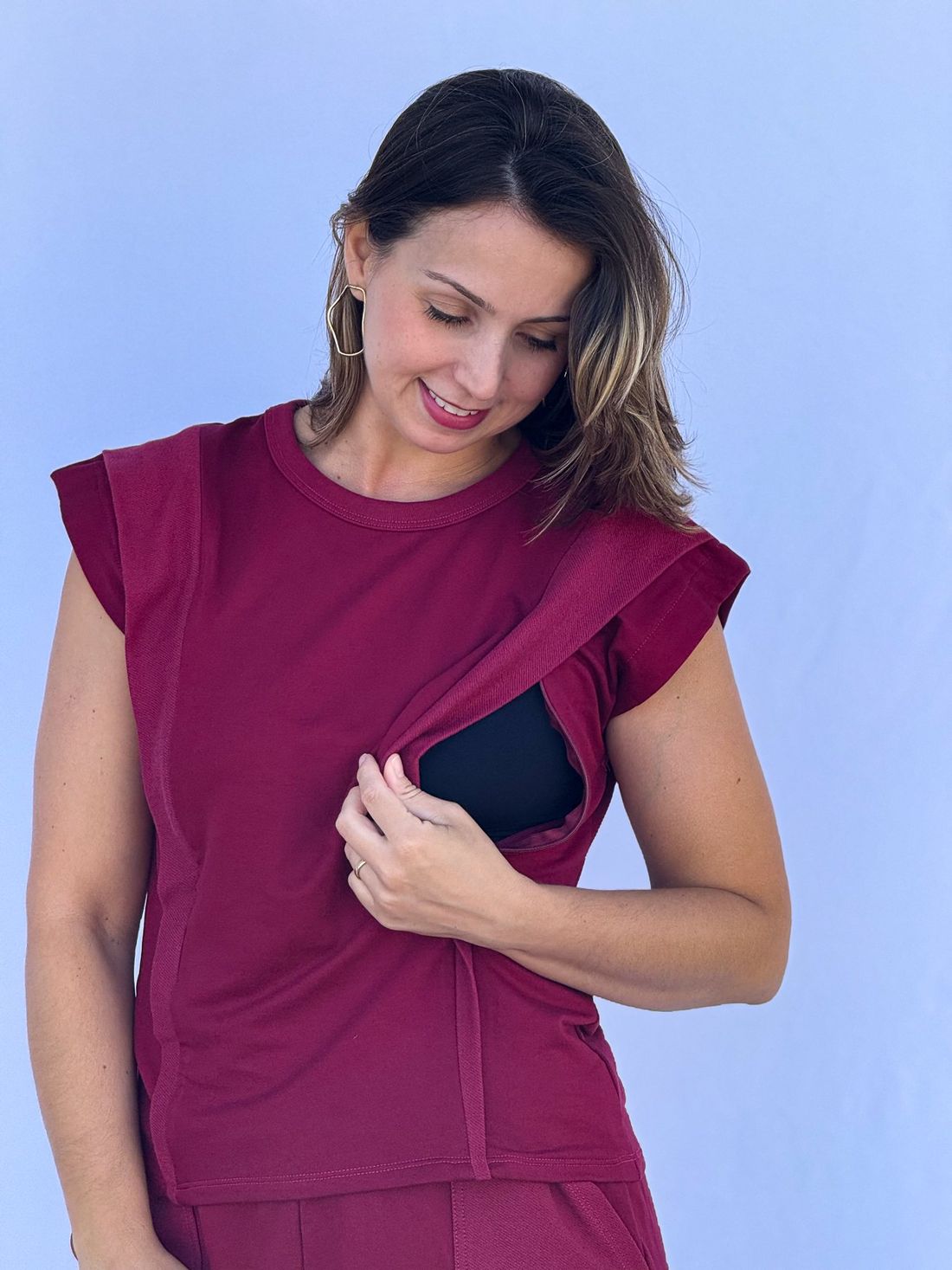Conjunto amamentação muscle tee - Bordô Conjunto amamentação muscle tee - Bordô