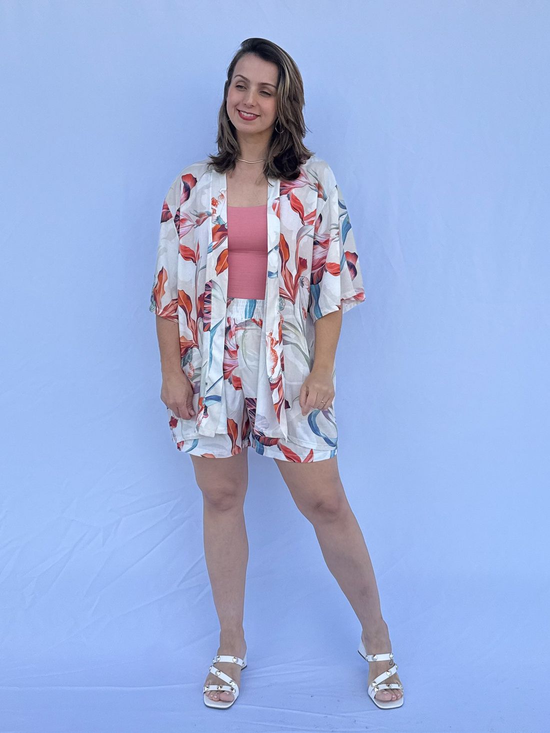 Conjunto - Kimono e short floral color Conjunto - Kimono e short floral color