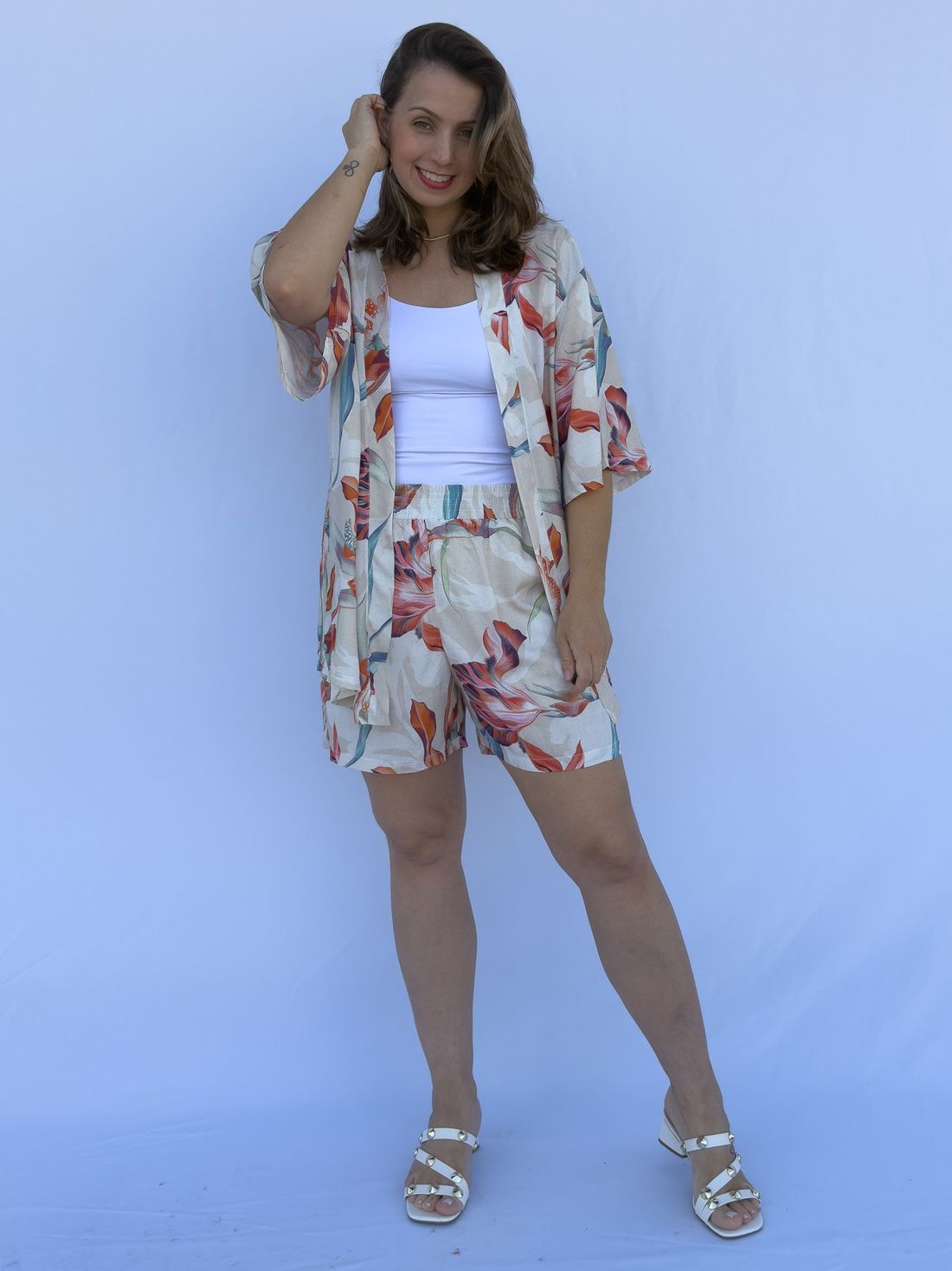 Conjunto - Kimono e short floral color Conjunto - Kimono e short floral color