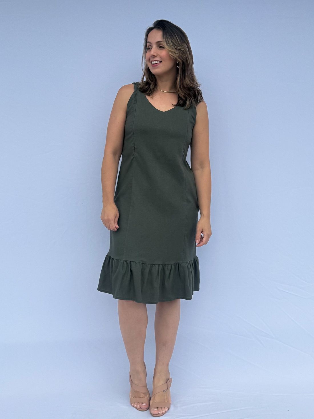 Vestido de amamentação Regata Viscolinho - Verde escuro Vestido de amamentação Regata Viscolinho - Verde escuro