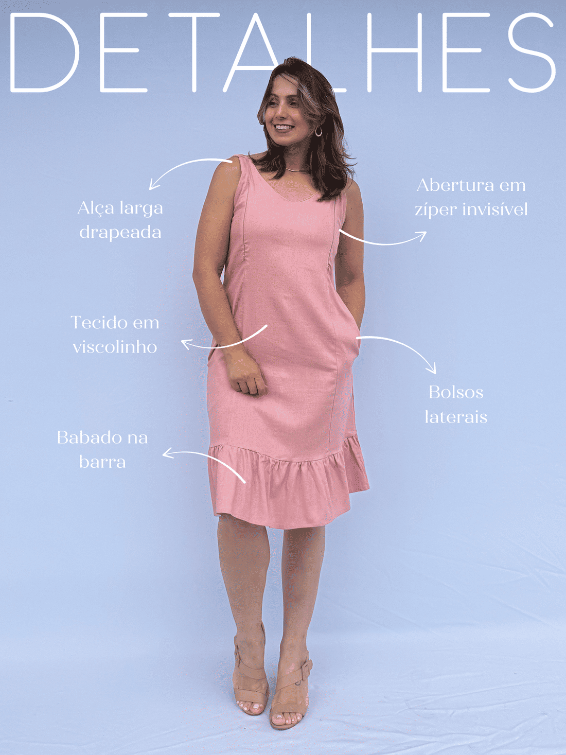 Vestido de Amamentação Regata Viscolinho - Rosê Vestido de Amamentação Regata Viscolinho - Rosê