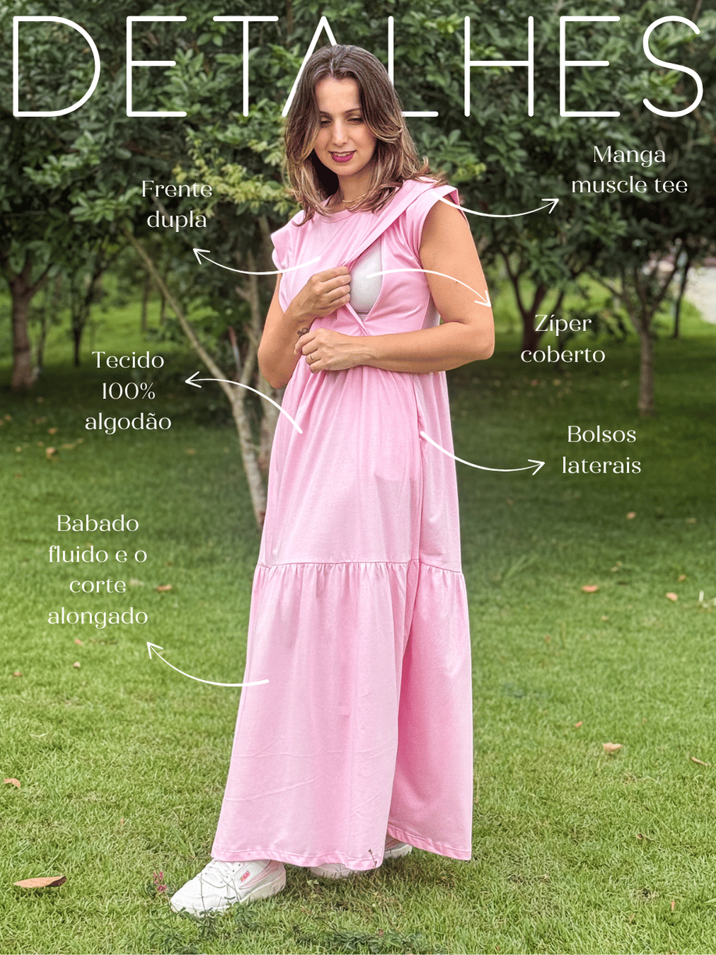 Vestido de amamentação Muscle tee - Rosa bebê Vestido de amamentação Muscle tee - Rosa bebê