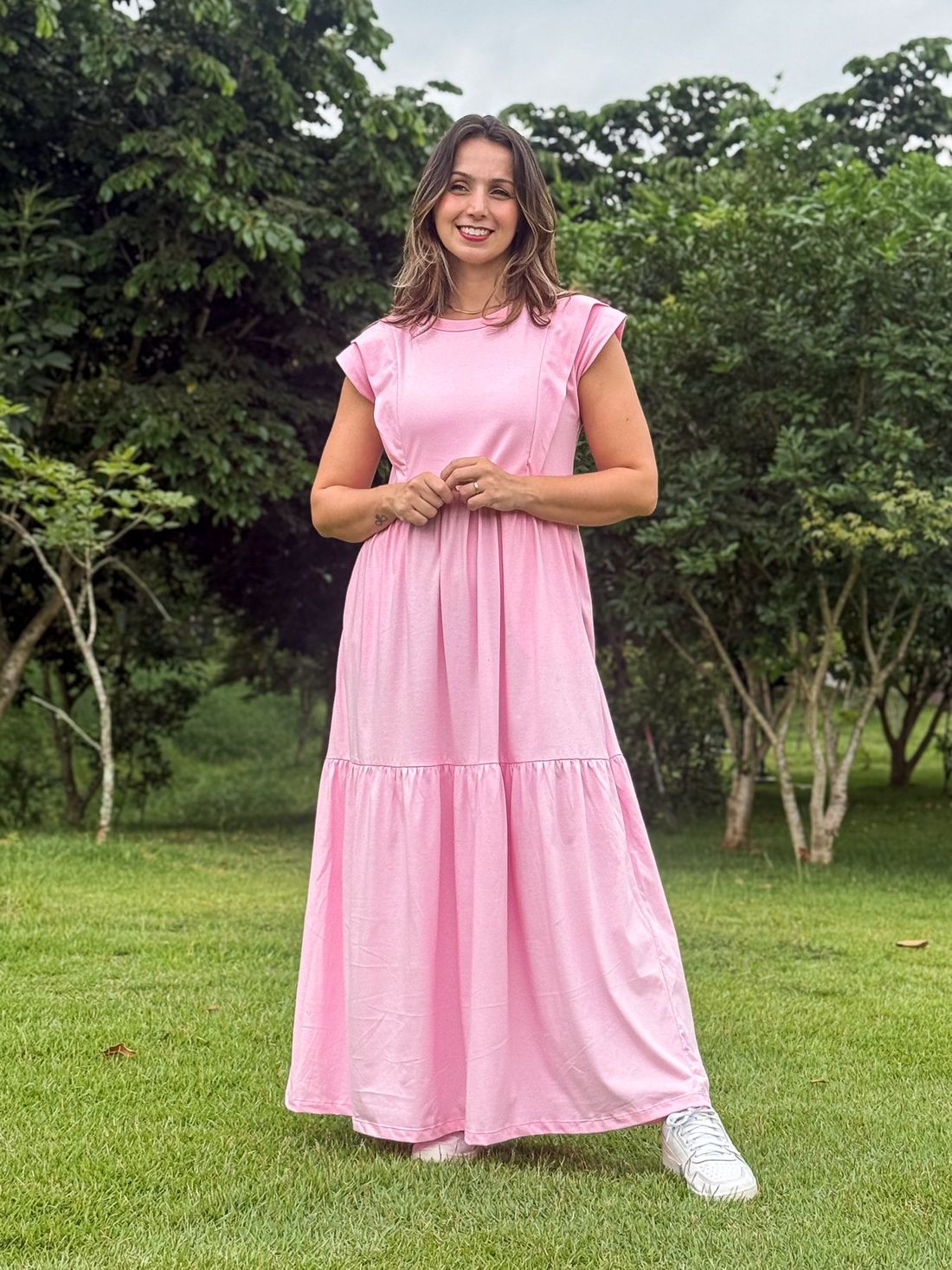 Vestido de amamentação Muscle tee - Rosa bebê Vestido de amamentação Muscle tee - Rosa bebê