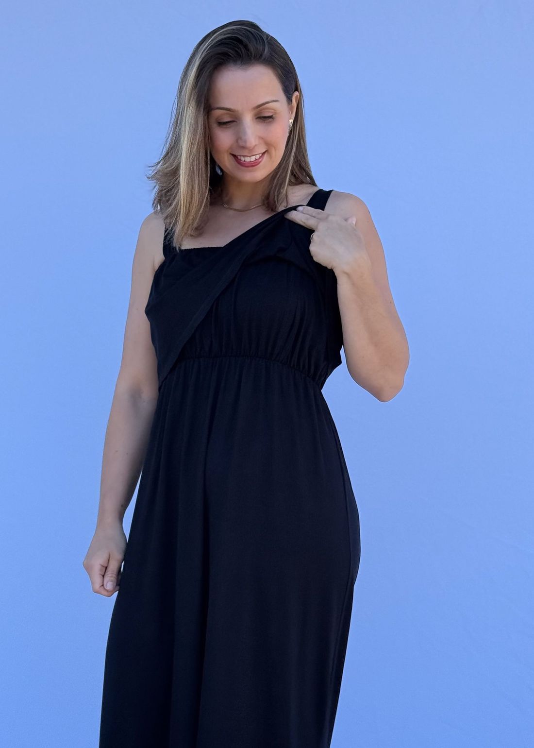 Vestido de Amamentação Babado - Preto Vestido de Amamentação Babado - Preto