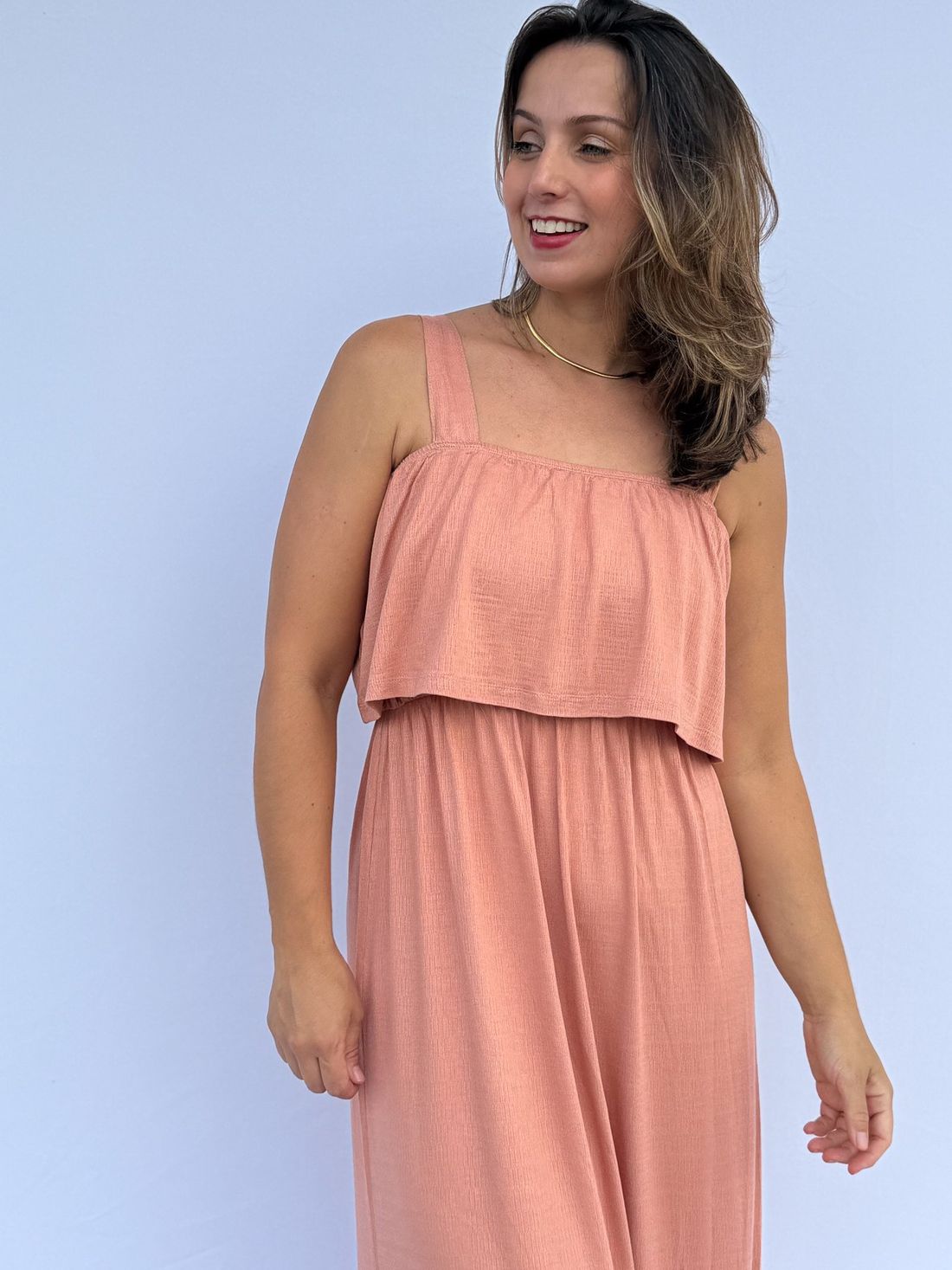 Vestido de Amamentação Babado - Rosa antigo Vestido de Amamentação Babado - Rosa antigo