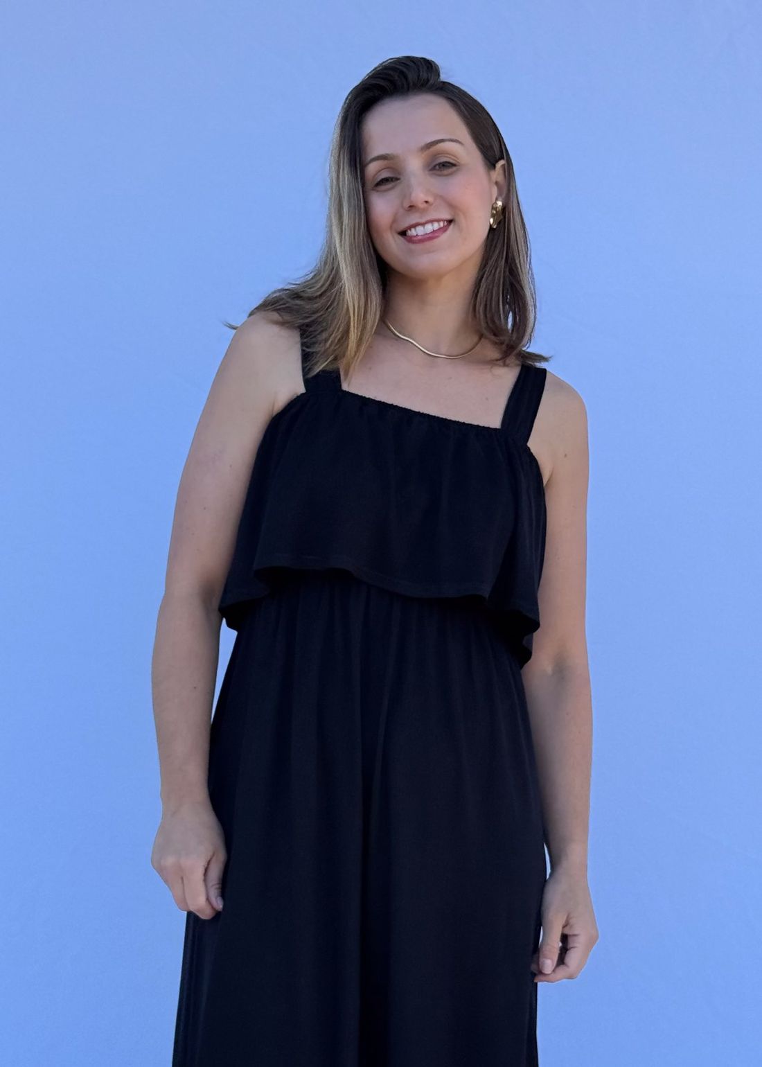 Vestido de Amamentação Babado - Preto Vestido de Amamentação Babado - Preto