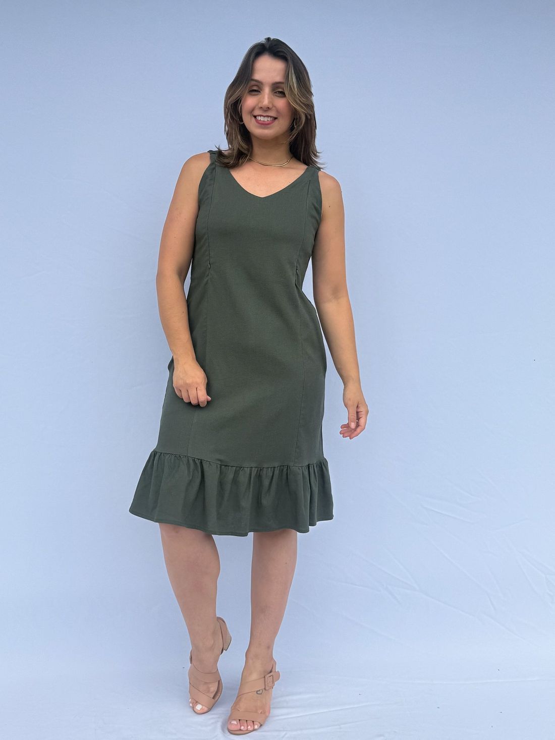 Vestido de amamentação Regata Viscolinho - Verde escuro Vestido de amamentação Regata Viscolinho - Verde escuro