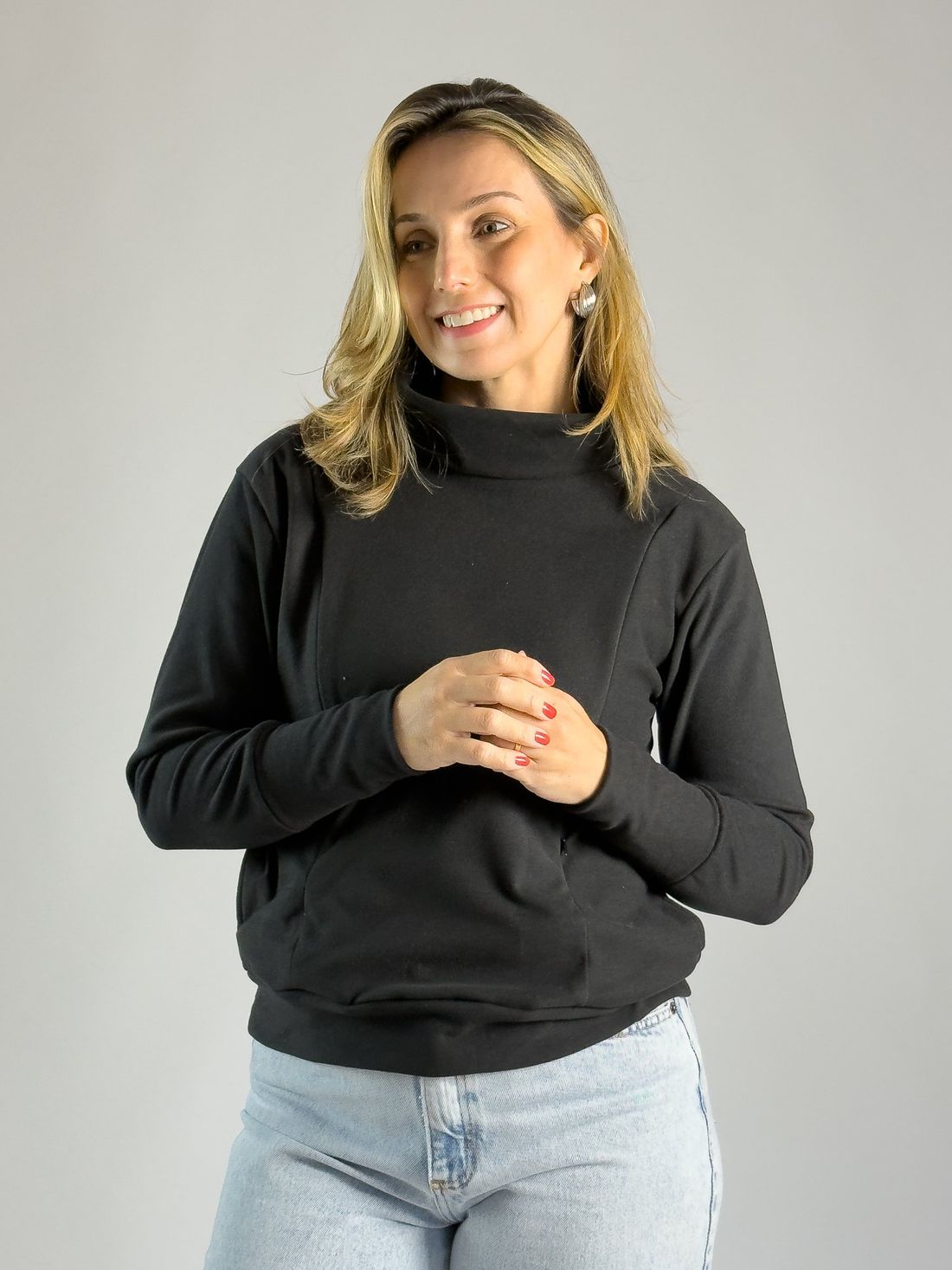 Blusa de amamentação Alice - Preta Blusa de amamentação Alice - Preta