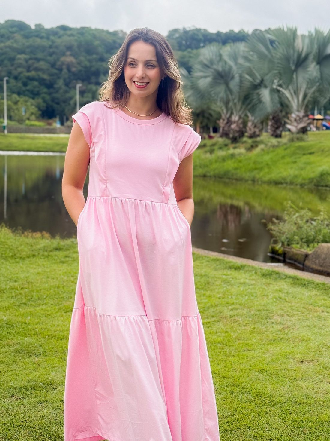Vestido de amamentação Muscle tee - Rosa bebê Vestido de amamentação Muscle tee - Rosa bebê