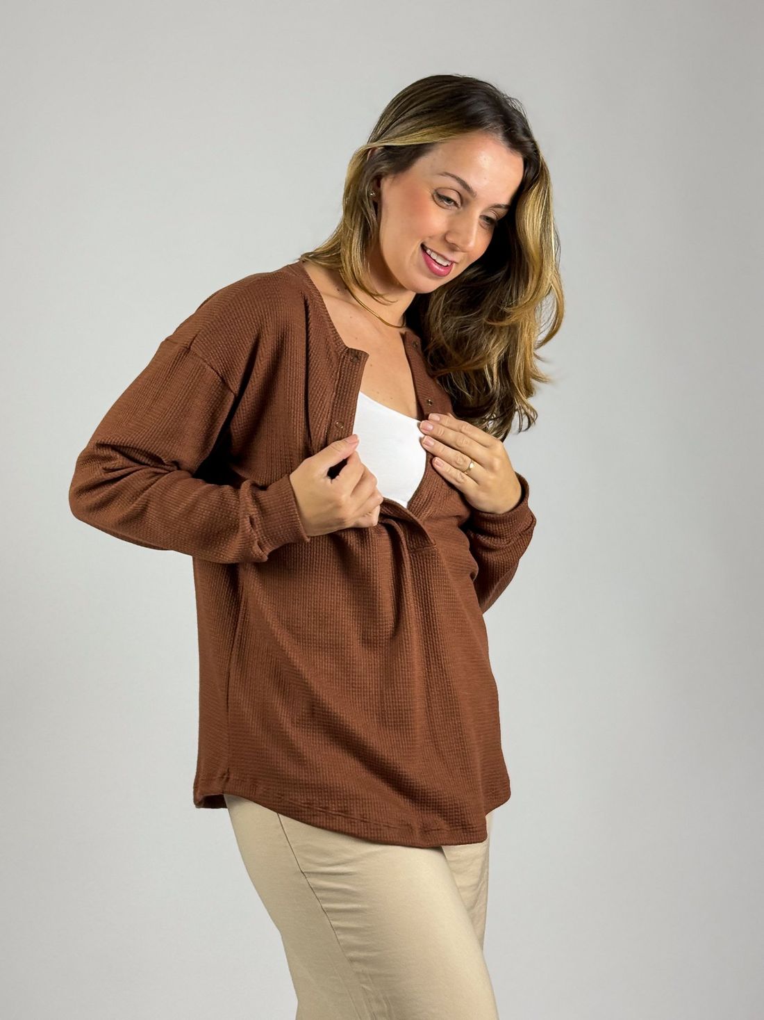 Blusa de amamentação Catarina - Marrom Blusa de amamentação Catarina - Marrom