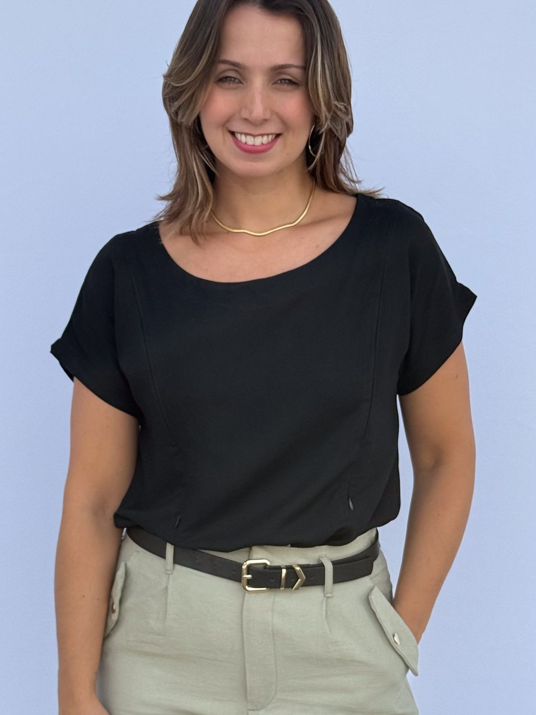 Blusa de amamentação viscolinho Aurora - preta Blusa de amamentação viscolinho Aurora - preta