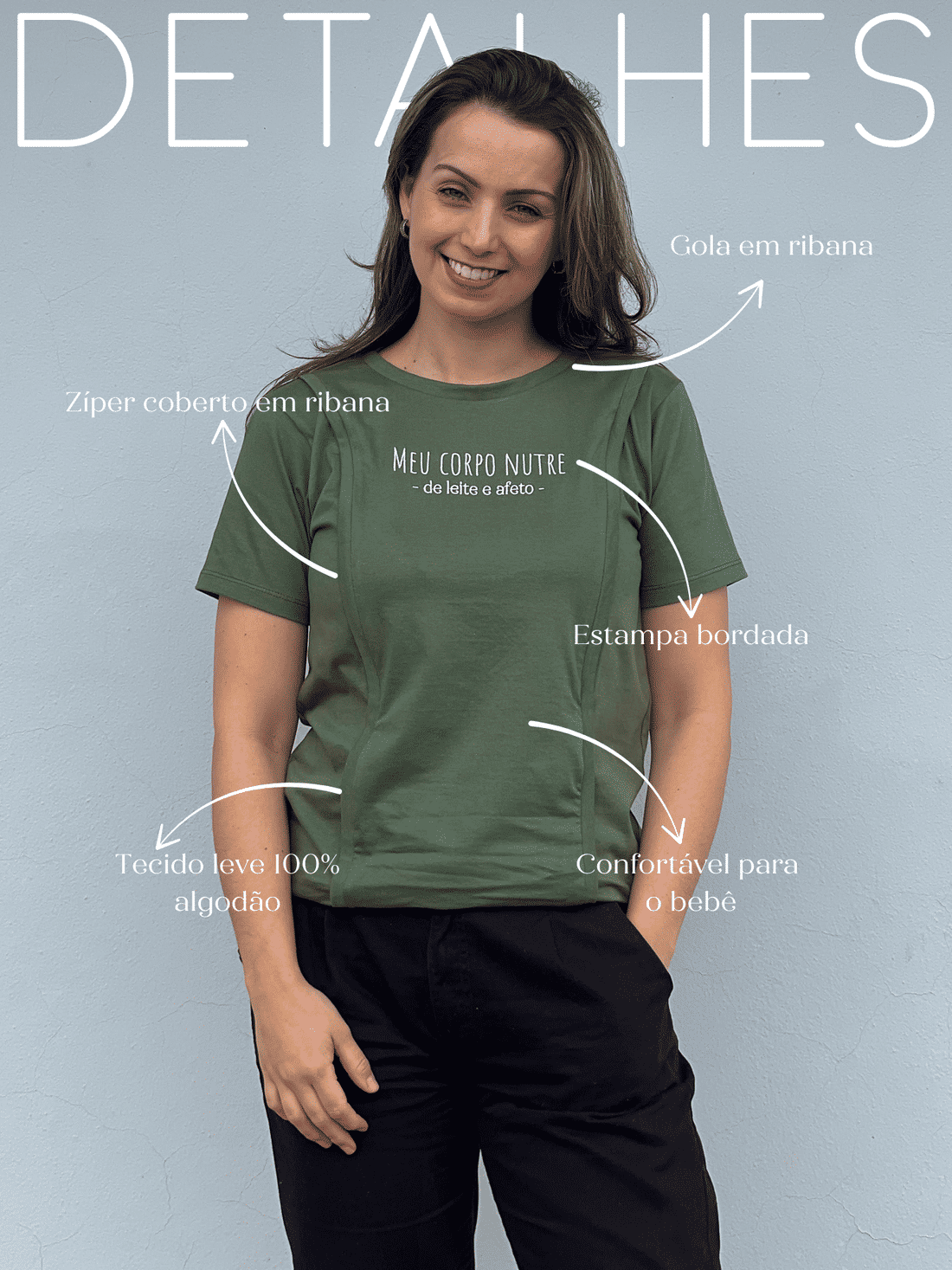 Camiseta de amamentação - MEU CORPO NUTRE Camiseta de amamentação - MEU CORPO NUTRE
