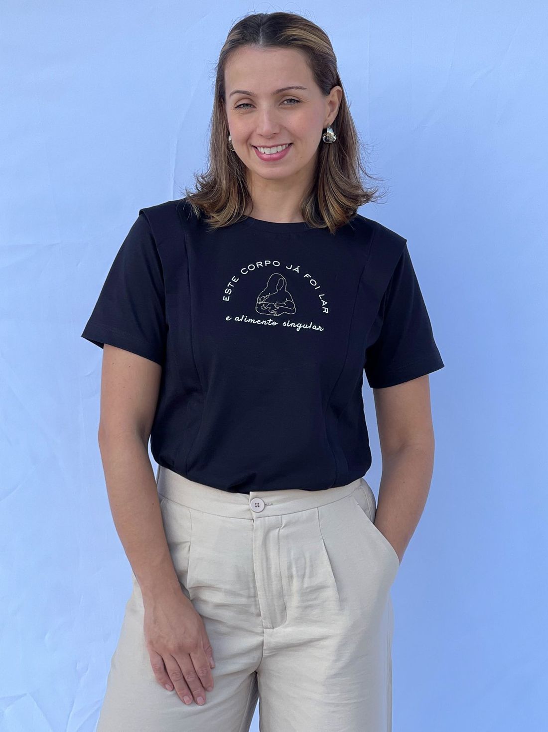 Camiseta - Este corpo já foi lar (não possui abertura para amamentação) Camiseta - Este corpo já foi lar (não possui abertura para amamentação)