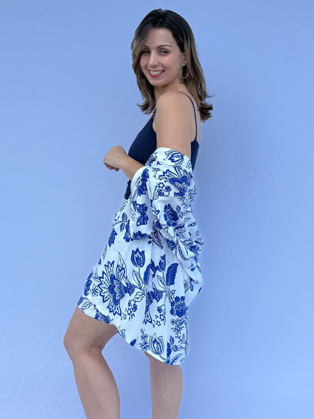 Conjunto - Kimono e short floral azul Conjunto - Kimono e short floral azul