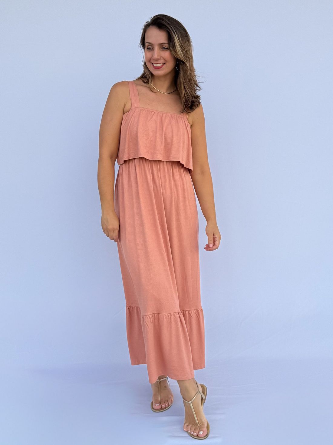 Vestido de Amamentação Babado - Rosa antigo Vestido de Amamentação Babado - Rosa antigo
