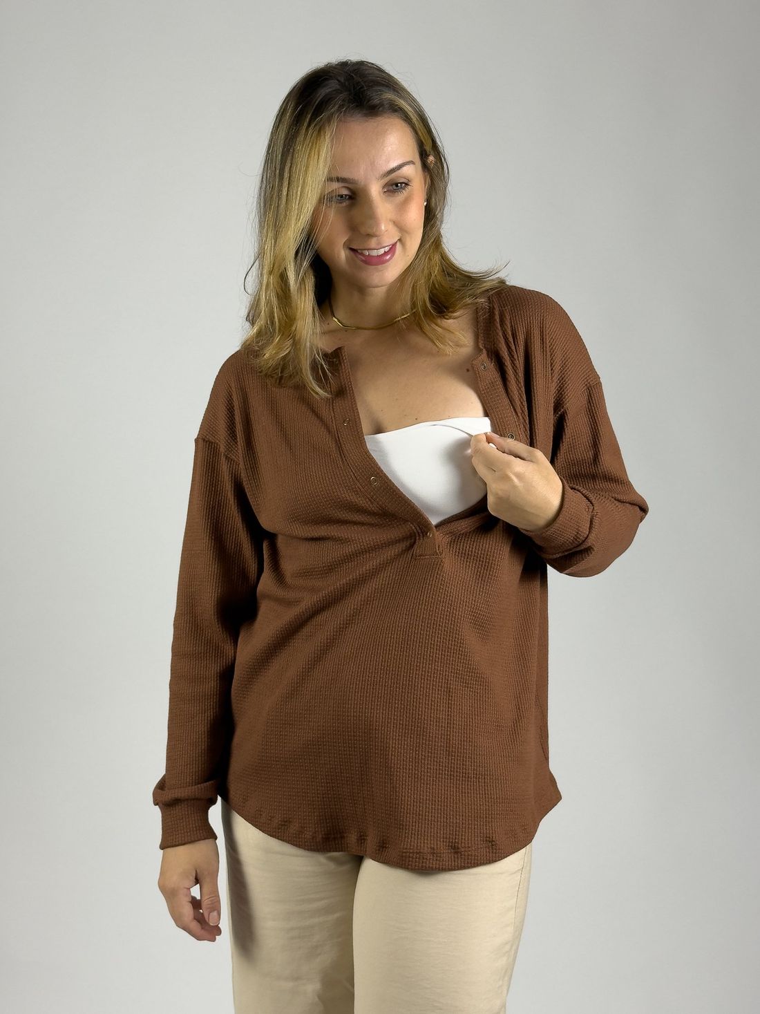 Blusa de amamentação Catarina - Marrom Blusa de amamentação Catarina - Marrom