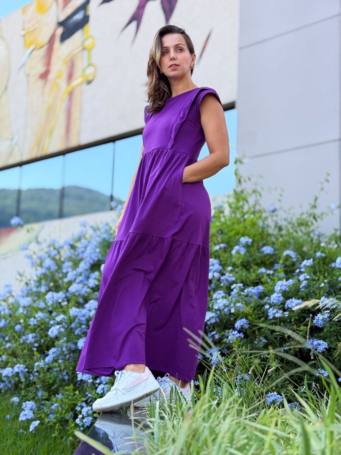 Vestido de amamentação Muscle tee - Roxo Vestido de amamentação Muscle tee - Roxo