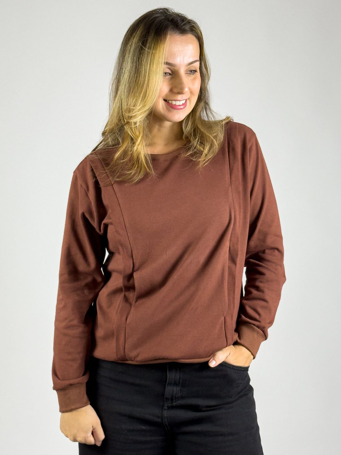 Blusa de amamentação Olívia - Marrom Blusa de amamentação Olívia - Marrom