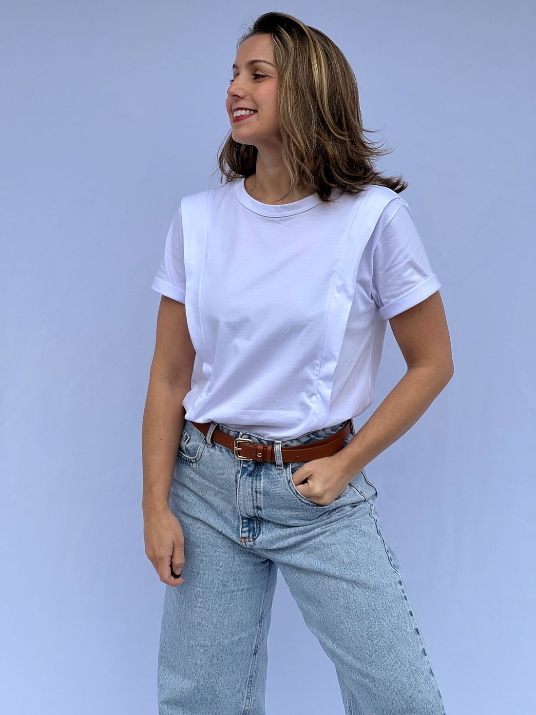 Camiseta de Amamentação zíper embutido - Branca Camiseta de Amamentação zíper embutido - Branca