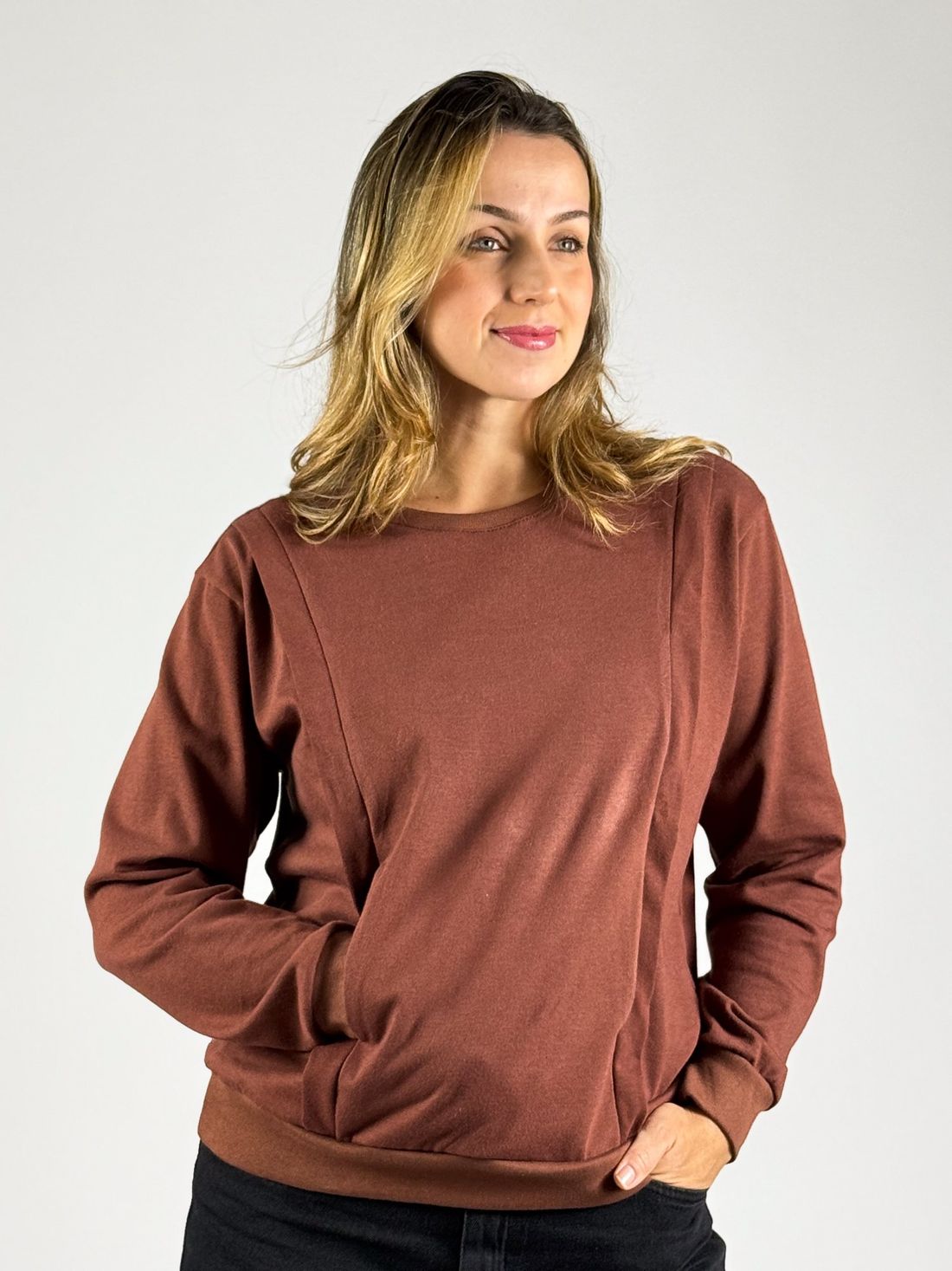 Blusa de amamentação Olívia - Marrom Blusa de amamentação Olívia - Marrom