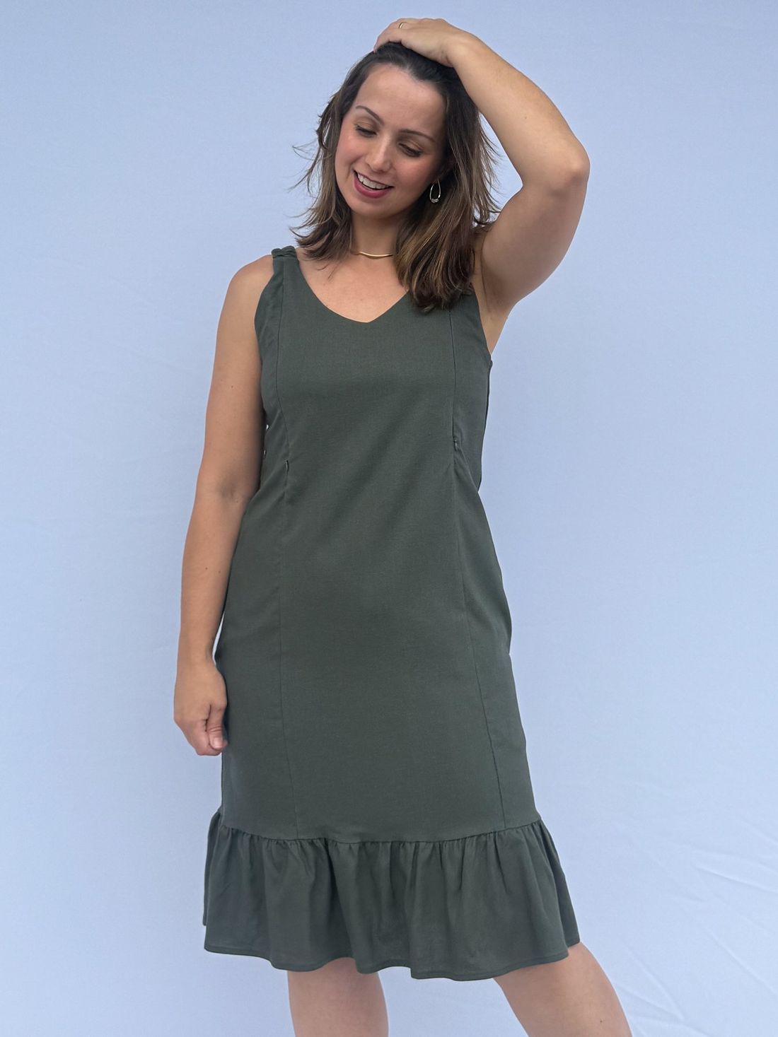 Vestido de amamentação Regata Viscolinho - Verde escuro Vestido de amamentação Regata Viscolinho - Verde escuro