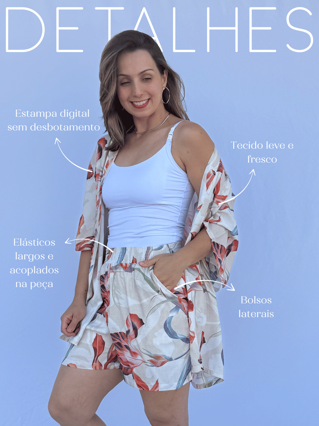 Conjunto - Kimono e short floral color Conjunto - Kimono e short floral color