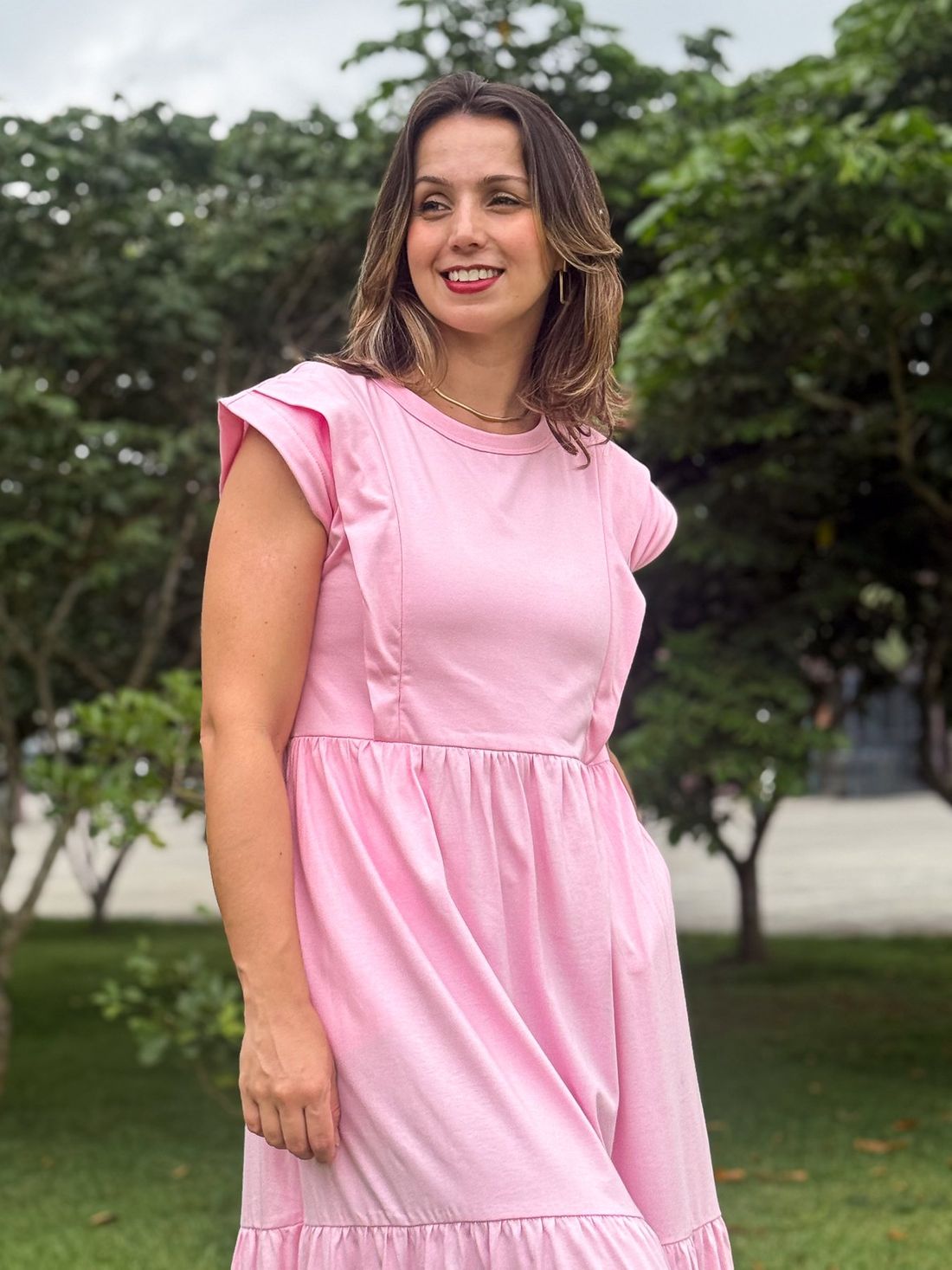 Vestido de amamentação Muscle tee - Rosa bebê Vestido de amamentação Muscle tee - Rosa bebê