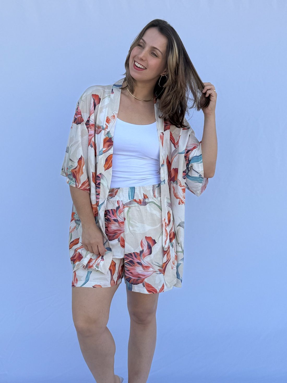 Conjunto - Kimono e short floral color Conjunto - Kimono e short floral color