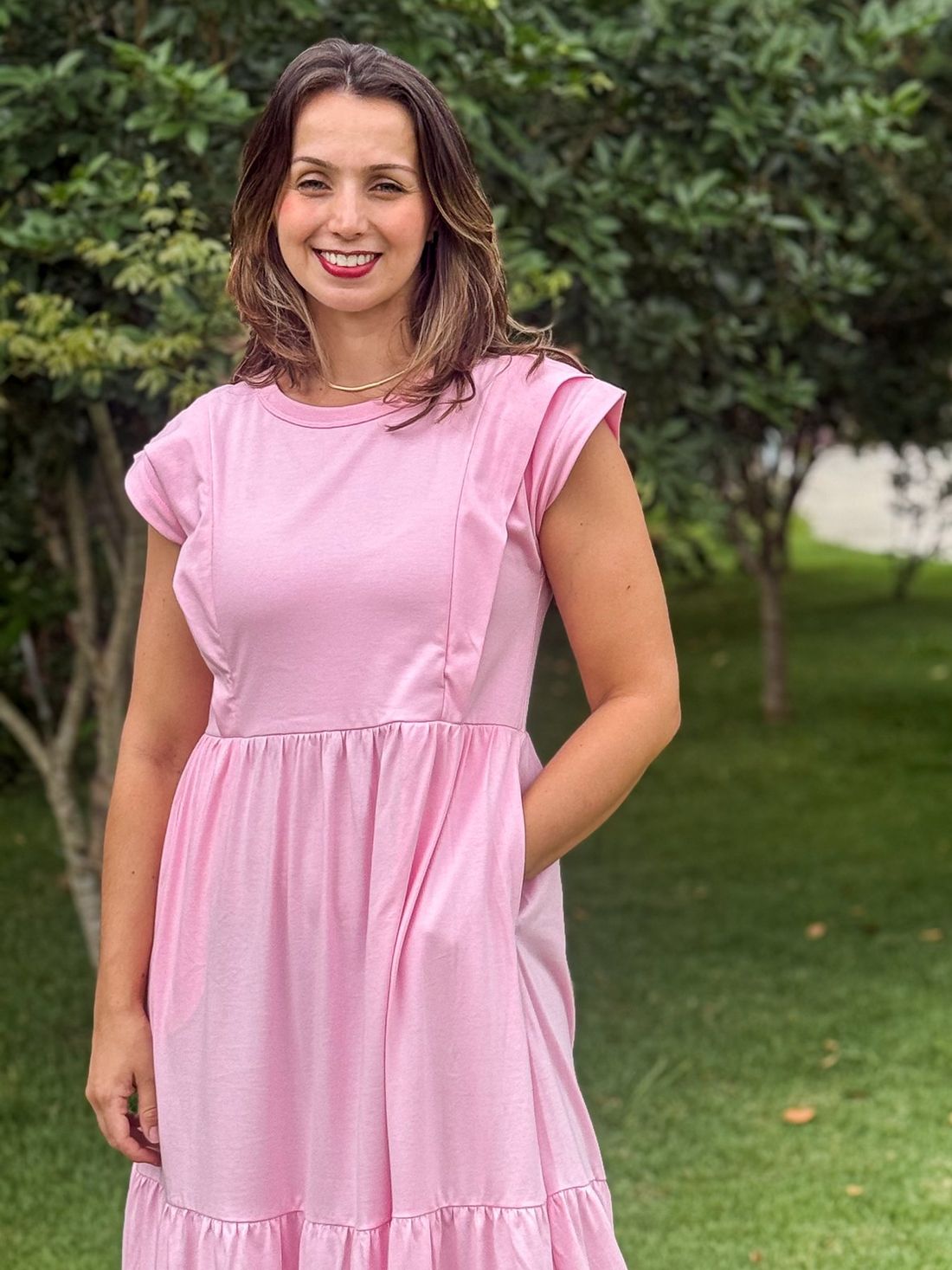 Vestido de amamentação Muscle tee - Rosa bebê Vestido de amamentação Muscle tee - Rosa bebê