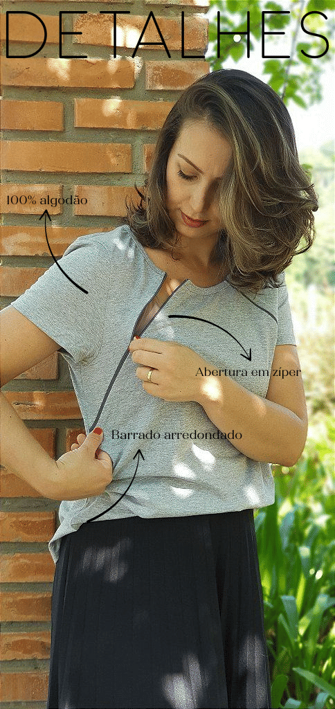 Camiseta De Amamentação Lisa - Mescla Camiseta De Amamentação Lisa - Mescla