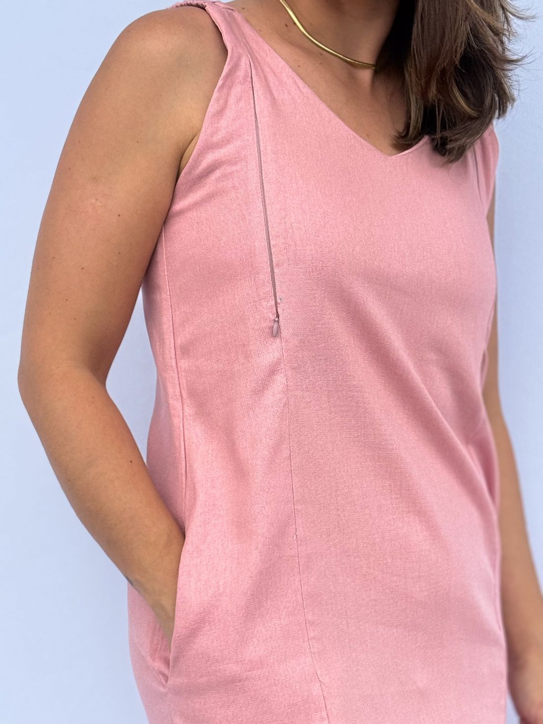 Vestido de Amamentação Regata Viscolinho - Rosê Vestido de Amamentação Regata Viscolinho - Rosê