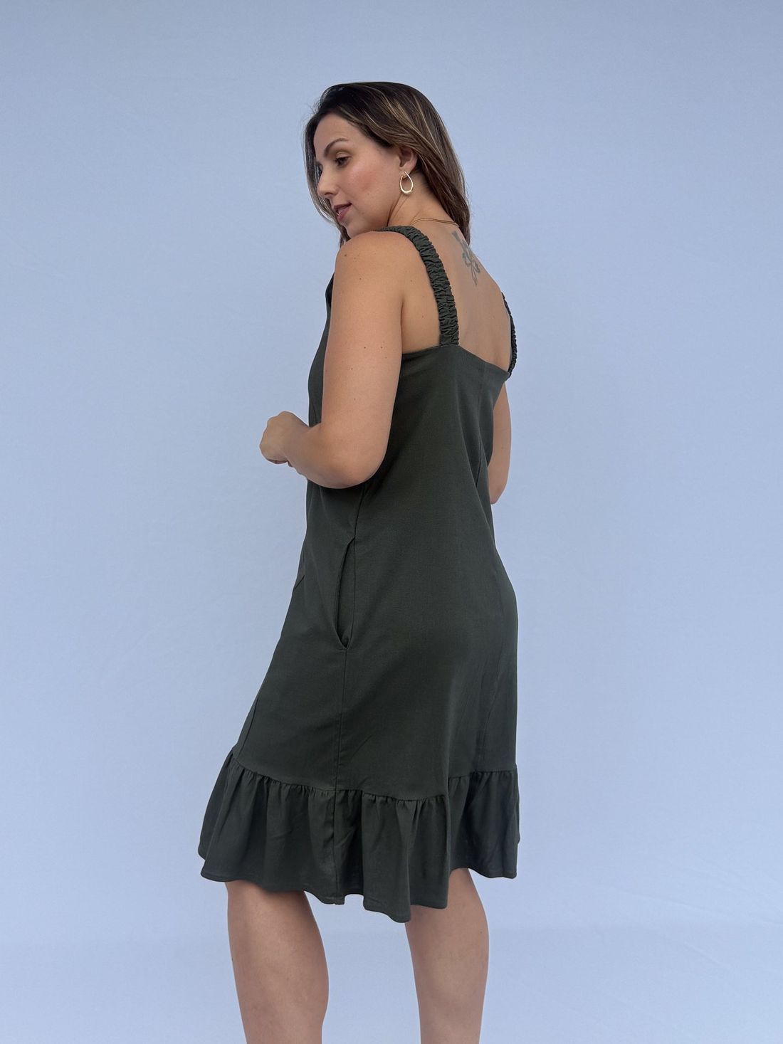Vestido de amamentação Regata Viscolinho - Verde escuro Vestido de amamentação Regata Viscolinho - Verde escuro
