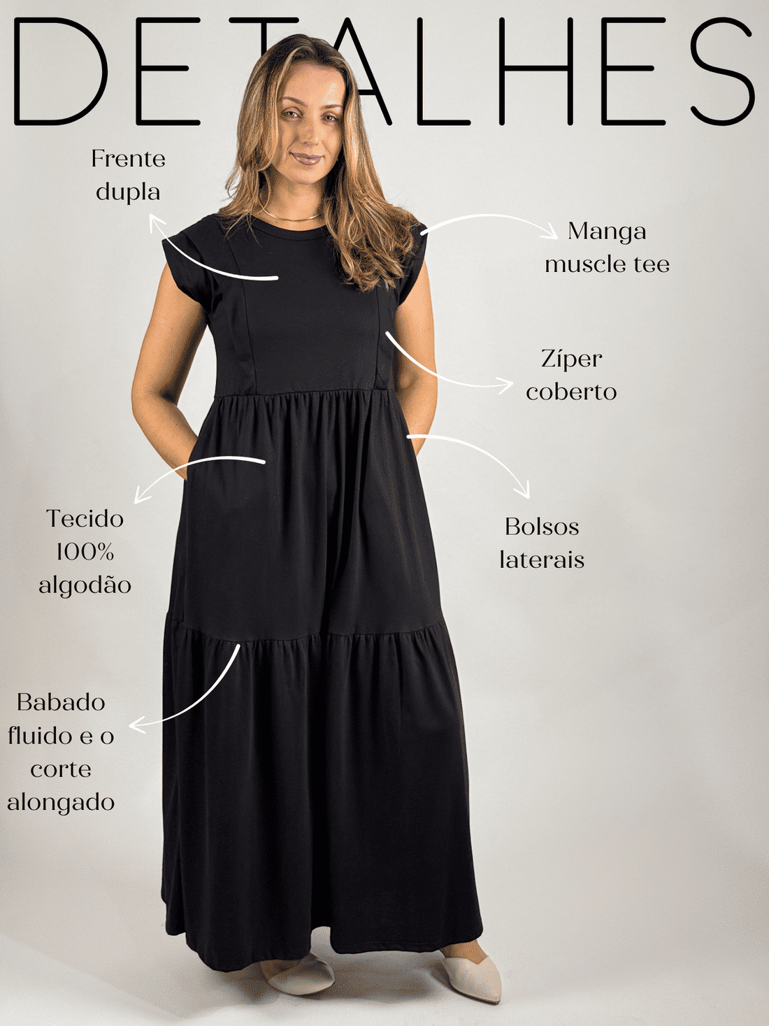 Vestido de amamentação Muscle tee - Preto Vestido de amamentação Muscle tee - Preto