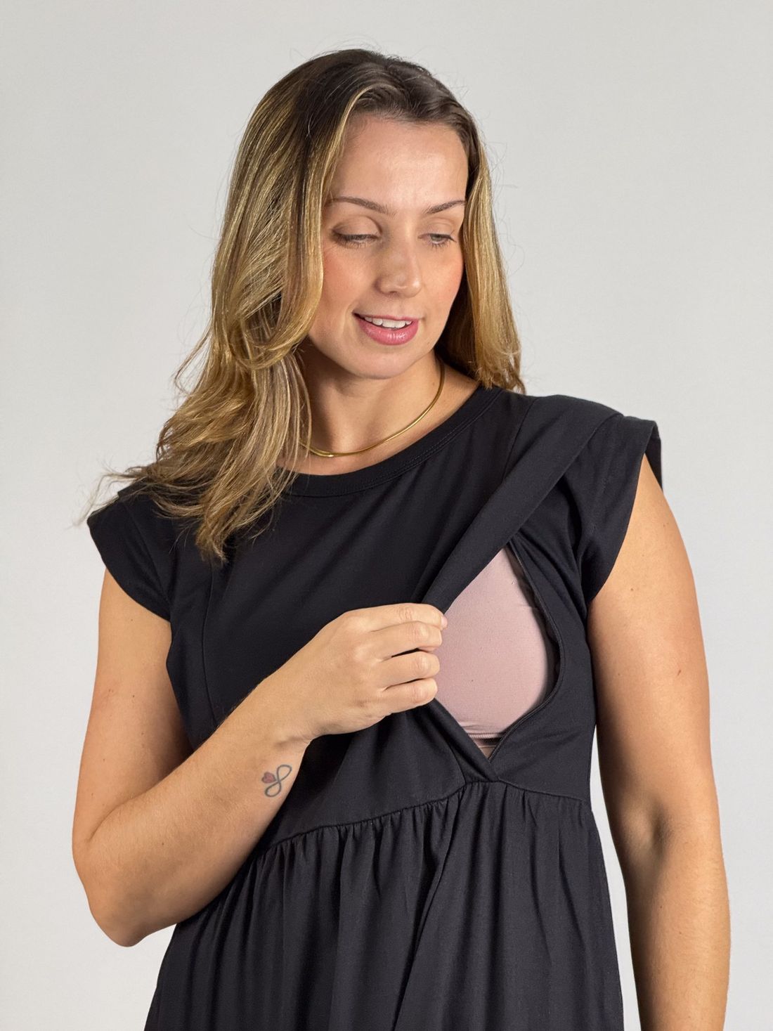 Vestido de amamentação Muscle tee - Preto Vestido de amamentação Muscle tee - Preto