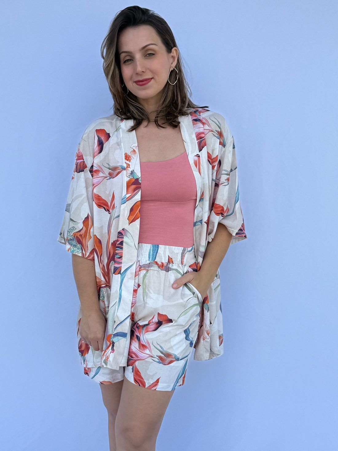Conjunto - Kimono e short floral color Conjunto - Kimono e short floral color