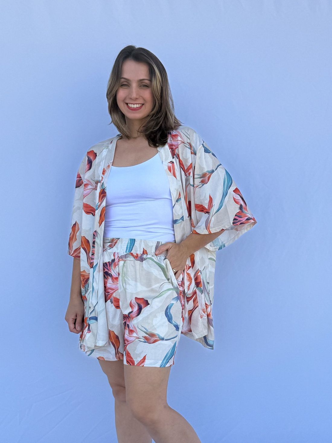 Conjunto - Kimono e short floral color Conjunto - Kimono e short floral color