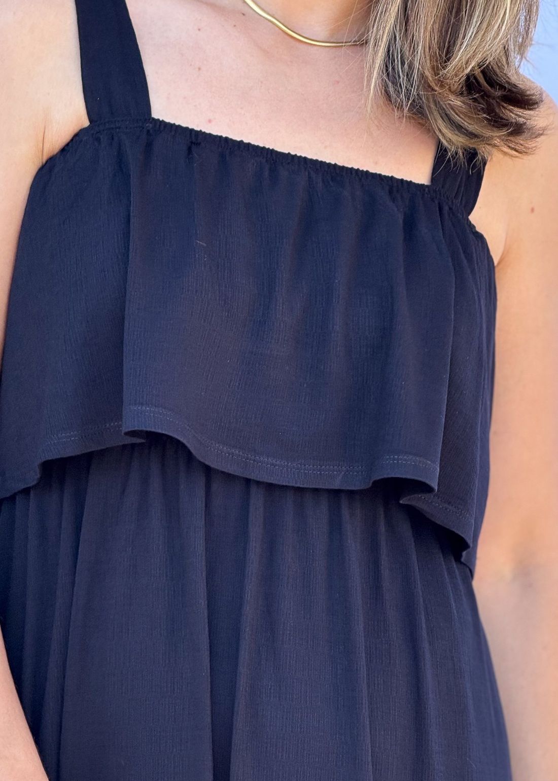 Vestido de Amamentação Babado - Preto Vestido de Amamentação Babado - Preto
